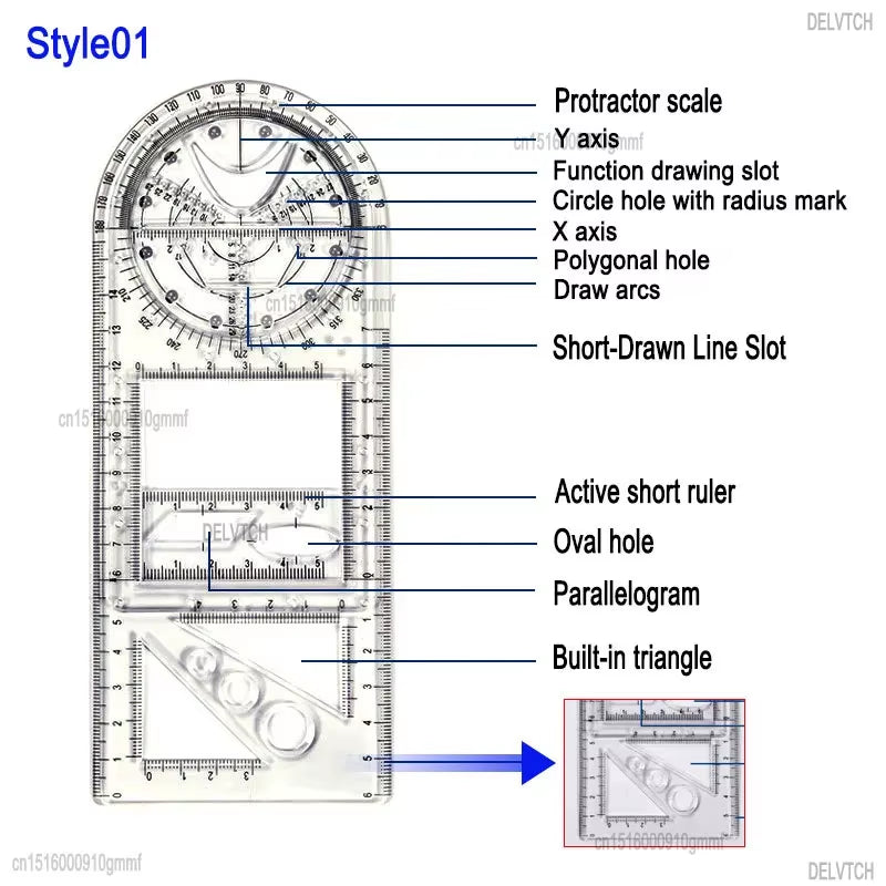 Rotatable Fast Drawing Template Ruler Art Design Construction Architect Stereo Geometry Ellipse Drafting Measuring Scale Ruler