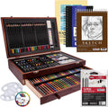 162-Piece Mega Wood Box Artist Kit with Painting, Drawing & Art Supplies for Adults - 24 Each (Watercolors, Oil Pastels, Pencils), 60 Crayons & 2 Brushes - Art Kit for Adults, Gift Set