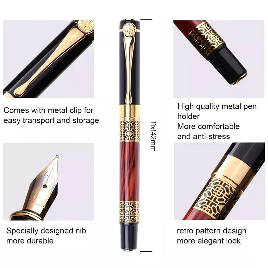 Vervia Retro Metal Fountain Pen Replaceable Ink