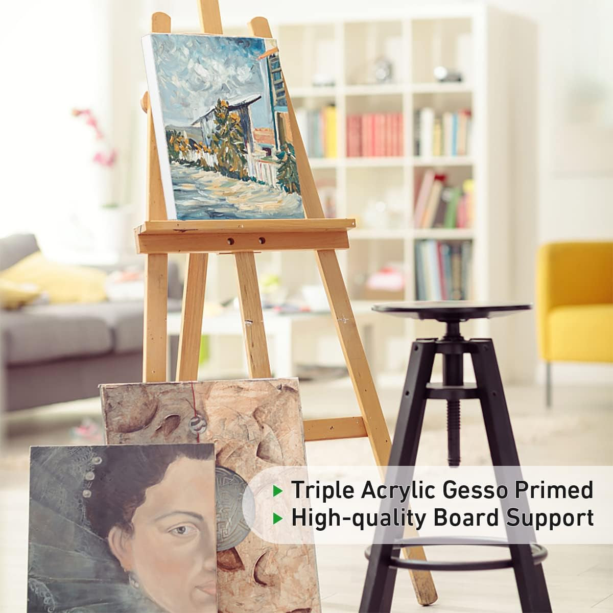Stretched Canvas, 8X10 Inch Set of 10, Primed White - 100% Cotton Artist Canvas Boards for Painting, Acrylic Pouring, Oil Paint Dry & Wet Art Media