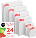 Paint Canvases for Painting Multipack - 24 Pack Blank Canvas Panels - 4X6, 5X7, 8X10, 9X12, 11X14, 12X16 Inch (4 Each) - 100% Cotton, Primed, Acid Free Art Canvas Boards for Painting