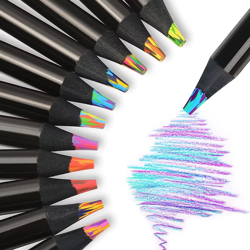 Multicolored Pencils Gradient Rainbow Pencils Jumbo-Colored Pencil for Adults Art Drawing Coloring Sketching Stationery 12Colors